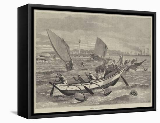 Ceylon Boats at Galle-Matthew White Ridley-Framed Stretched Canvas