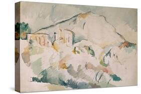 Cezanne painted this mountain, near Aix-en-Provence, more than twenty times. Watercolour.-Paul Cezanne-Stretched Canvas