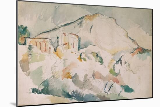 Cezanne painted this mountain, near Aix-en-Provence, more than twenty times. Watercolour.-Paul Cezanne-Mounted Giclee Print