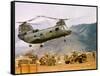 Ch-46 Helicopter Picking up Supplies-null-Framed Stretched Canvas