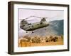 Ch-46 Helicopter Picking up Supplies-null-Framed Photographic Print