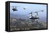 Ch-46E Sea Knight Helicopters Fly over San Diego, California-null-Framed Stretched Canvas