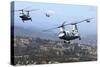 Ch-46E Sea Knight Helicopters Fly over San Diego, California-null-Stretched Canvas