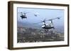 Ch-46E Sea Knight Helicopters Fly over San Diego, California-null-Framed Photographic Print