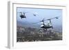 Ch-46E Sea Knight Helicopters Fly over San Diego, California-null-Framed Photographic Print