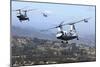 Ch-46E Sea Knight Helicopters Fly over San Diego, California-null-Mounted Photographic Print