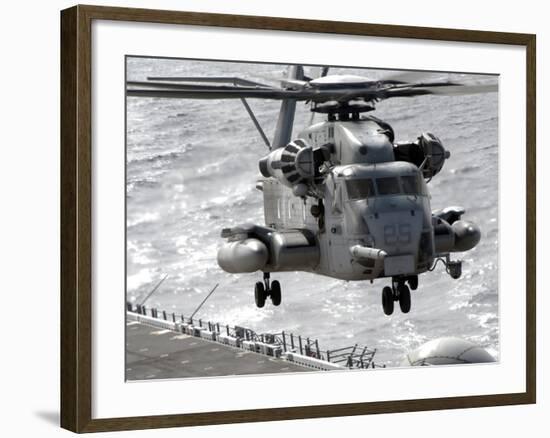 CH-53E Super Stallion Helicopter Takes Off from USS Makin Island-null-Framed Photographic Print