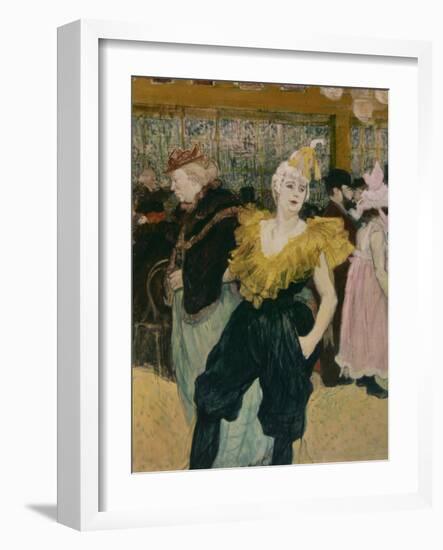 Cha-U-Kao at the Moulin Rouge (Female Clown)-Henri de Toulouse-Lautrec-Framed Art Print