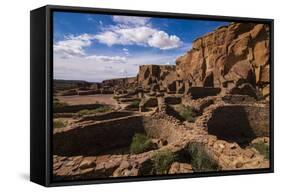 Chaco Ruins in the Chaco Culture Nat'l Historic Park, UNESCO World Heritage Site, New Mexico, USA-Michael Runkel-Framed Stretched Canvas