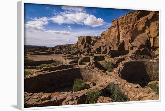 Chaco Ruins in the Chaco Culture Nat'l Historic Park, UNESCO World Heritage Site, New Mexico, USA-Michael Runkel-Framed Photographic Print