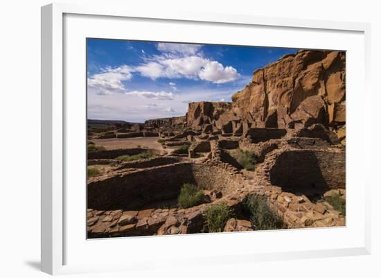 Chaco Ruins in the Chaco Culture Nat'l Historic Park, UNESCO World Heritage Site, New Mexico, USA-Michael Runkel-Framed Photographic Print