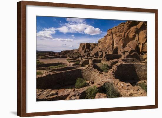 Chaco Ruins in the Chaco Culture Nat'l Historic Park, UNESCO World Heritage Site, New Mexico, USA-Michael Runkel-Framed Photographic Print