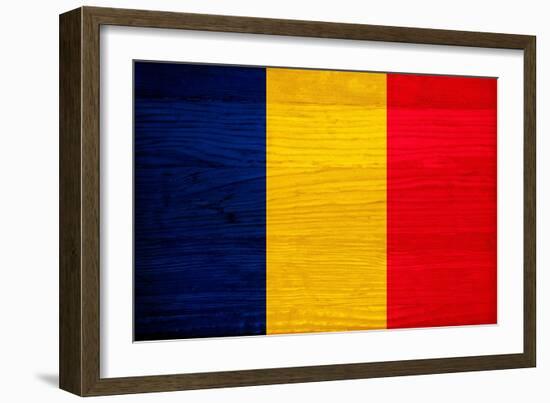 Chad Flag Design with Wood Patterning - Flags of the World Series-Philippe Hugonnard-Framed Art Print