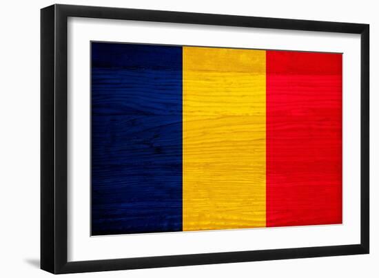 Chad Flag Design with Wood Patterning - Flags of the World Series-Philippe Hugonnard-Framed Art Print