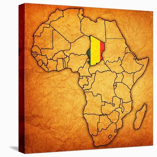 Chad on Actual Map of Africa-michal812-Stretched Canvas