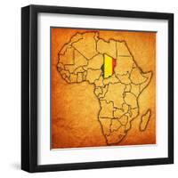 Chad on Actual Map of Africa-michal812-Framed Art Print