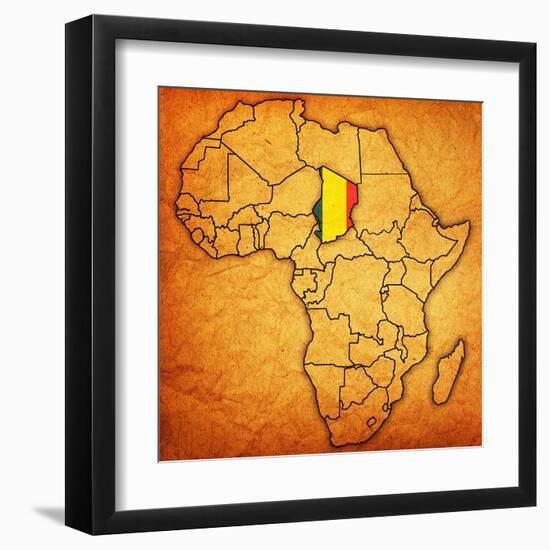 Chad on Actual Map of Africa-michal812-Framed Art Print