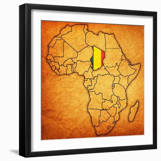 Chad on Actual Map of Africa-michal812-Framed Art Print