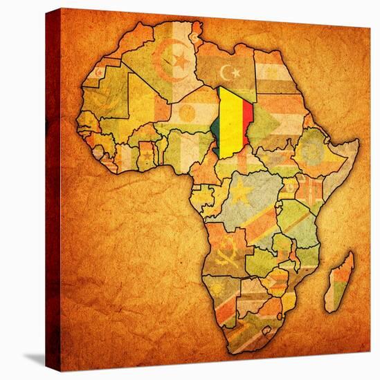 Chad on Actual Map of Africa-michal812-Stretched Canvas