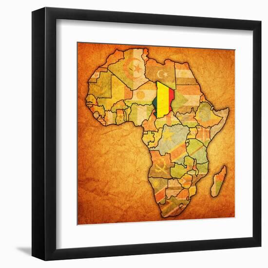 Chad on Actual Map of Africa-michal812-Framed Art Print