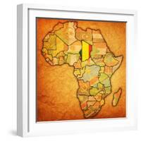 Chad on Actual Map of Africa-michal812-Framed Art Print