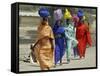 Chadian Refugees Walk Inside a Refugee Camp at the Border Town of Kousseri, Cameroon-null-Framed Stretched Canvas