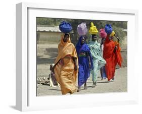 Chadian Refugees Walk Inside a Refugee Camp at the Border Town of Kousseri, Cameroon-null-Framed Photographic Print