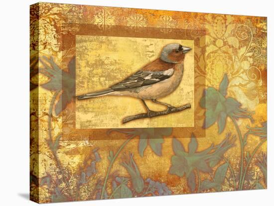 Chaffinch on Golden Background-Maria Rytova-Stretched Canvas