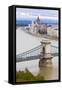 Chain Bridge across the Danube, Budapest, Hungary, Europe-Michael Runkel-Framed Stretched Canvas