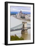 Chain Bridge across the Danube, Budapest, Hungary, Europe-Michael Runkel-Framed Photographic Print