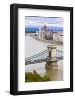 Chain Bridge across the Danube, Budapest, Hungary, Europe-Michael Runkel-Framed Photographic Print