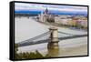 Chain Bridge across the River Danube, Budapest, Hungary, Europe-Michael Runkel-Framed Stretched Canvas