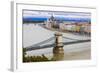 Chain Bridge across the River Danube, Budapest, Hungary, Europe-Michael Runkel-Framed Photographic Print