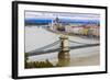 Chain Bridge across the River Danube, Budapest, Hungary, Europe-Michael Runkel-Framed Photographic Print