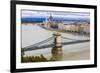 Chain Bridge across the River Danube, Budapest, Hungary, Europe-Michael Runkel-Framed Photographic Print