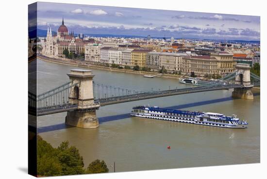 Chain Bridge across the River Danube, Budapest, Hungary, Europe-Michael Runkel-Stretched Canvas