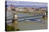 Chain Bridge across the River Danube, Budapest, Hungary, Europe-Michael Runkel-Stretched Canvas