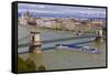 Chain Bridge across the River Danube, Budapest, Hungary, Europe-Michael Runkel-Framed Stretched Canvas