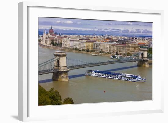 Chain Bridge across the River Danube, Budapest, Hungary, Europe-Michael Runkel-Framed Photographic Print