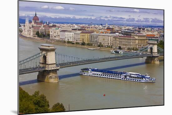 Chain Bridge across the River Danube, Budapest, Hungary, Europe-Michael Runkel-Mounted Photographic Print