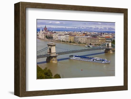 Chain Bridge across the River Danube, Budapest, Hungary, Europe-Michael Runkel-Framed Photographic Print