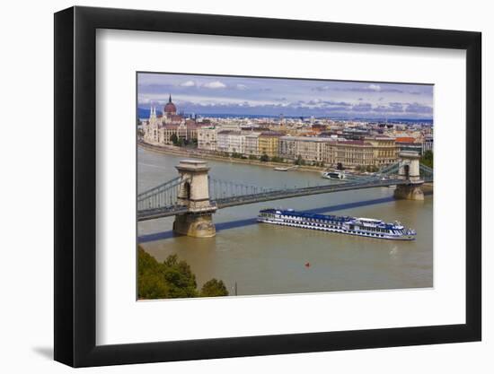 Chain Bridge across the River Danube, Budapest, Hungary, Europe-Michael Runkel-Framed Photographic Print