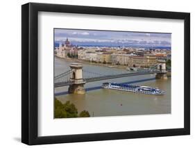 Chain Bridge across the River Danube, Budapest, Hungary, Europe-Michael Runkel-Framed Photographic Print