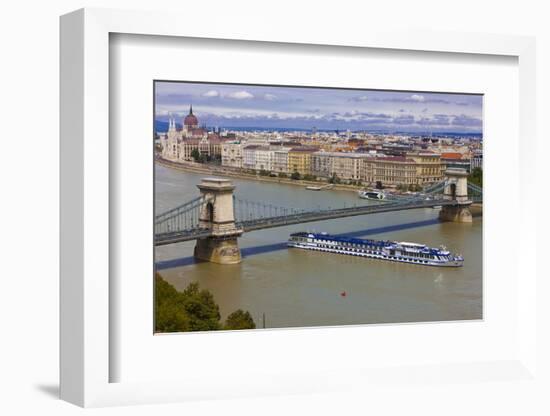 Chain Bridge across the River Danube, Budapest, Hungary, Europe-Michael Runkel-Framed Photographic Print