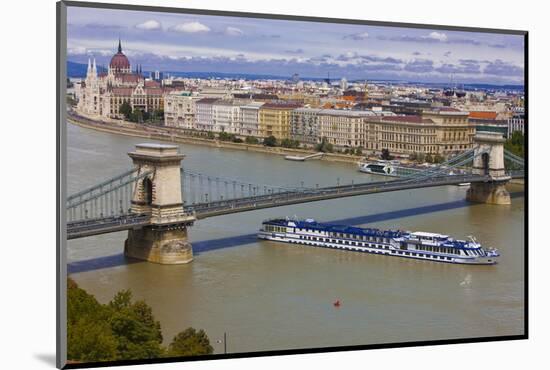 Chain Bridge across the River Danube, Budapest, Hungary, Europe-Michael Runkel-Mounted Photographic Print