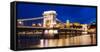 Chain Bridge and Buda Castle at Night, UNESCO World Heritage Site, Budapest, Hungary, Europe-Ben Pipe-Framed Stretched Canvas