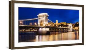 Chain Bridge and Buda Castle at Night, UNESCO World Heritage Site, Budapest, Hungary, Europe-Ben Pipe-Framed Photographic Print