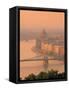 Chain Bridge and Danube River, Budapest, Hungary-Jon Arnold-Framed Stretched Canvas