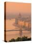 Chain Bridge and Danube River, Budapest, Hungary-Jon Arnold-Stretched Canvas