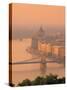 Chain Bridge and Danube River, Budapest, Hungary-Jon Arnold-Stretched Canvas